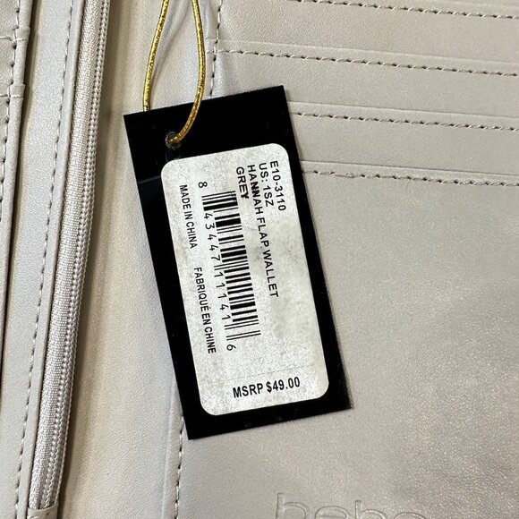Bebe NWT Grey Hannah Tri-Fold Flap Wallet - Picture 10 of 14